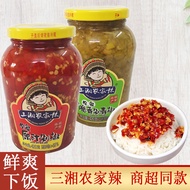 Sanxiang Farm Spicy 420G Hunan Raw Juice Chopped Red Chilli Crispy Fragrant Farm Homemade Bibimbap Cooking Bottled New Product