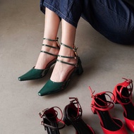 INPACA Madi Mary Jane Block Heels Gladiator Strap