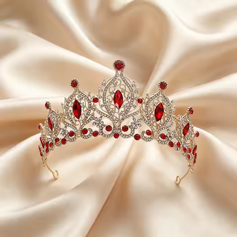 7styles Classical Palace Luxury High-end Bridal Colorful Gemstone Inlaid Crown Birthday Banquet Part