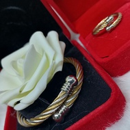 Stainless Steel Unisex Twisted Cable Bangle and Ring Set