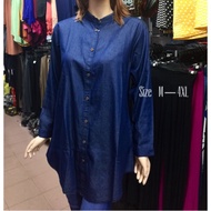 Ready stock❤️Blouse perempuan tangan panjang/Baju perempuan jeans/Girl jeans blouse
