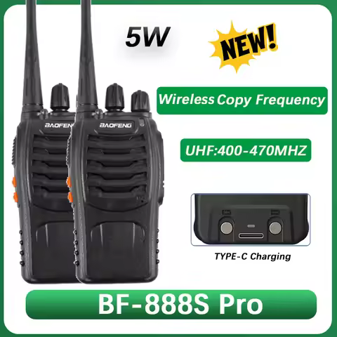 Baofeng BF-888S Pro Walkie Talkie Type USB-C Charging Wireless Frequency Copy 5W UHF 400-470MHz 16 C