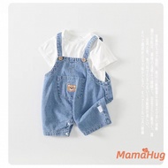 2026 Baby Denim Overalls Shorts 2 Piece Set Boys Girls Summer Outfit Cotton T-Shirt Infant Newborn T