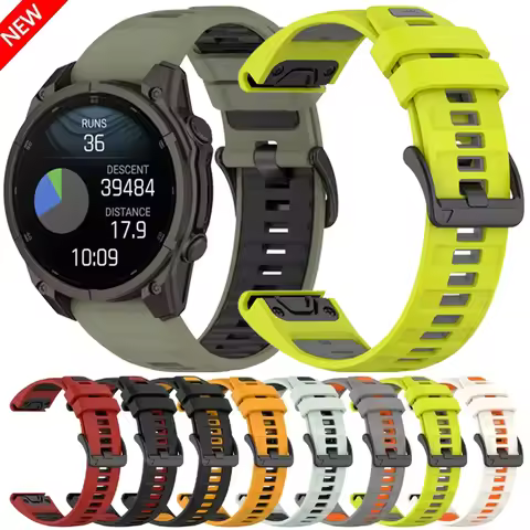 26/22/20mm Official Quick Fit Silicone Strap For Garmin Fenix 8/Tactix8/Quatix 8 Sport Bracelet Garm