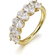 Gold Plated Half Eternity Ring for Women - 0.5CT CZ 6-Stone AAAAA Oval Cut Stackable Band Ring 14K N