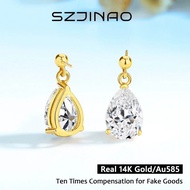 Genuine Pear Cut 14k Gold Moissanite Stud Earrings Au585 for Women Diamond Earrings Teardrop Shape E