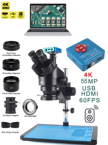 3.5X-90X Simul-Focal Stereo Trinocular Microscope 4K 2K 48MP 1080P HDMI USB Digital Video Camera For
