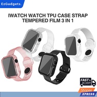 【Sg】iwatch 9 Case + Strap + Tempered Film 3 In 1 Tpu Material For Iwatch 9/8/7/6/5/4/SE