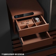Home-use smart small drawer safe with fingerprint password, leather safe, jewelry storage box, Bluet