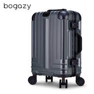 【Bogazy】權傾皇者 26吋PC鋁框鏡面編織行李箱(質感灰)