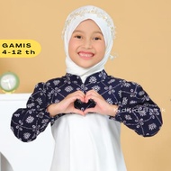 Baju Dress Muslim Gamis Anak Perempuan Cewek Batik Kombinasi Polos