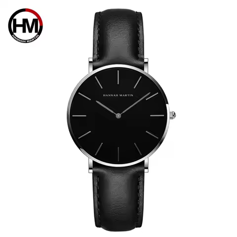 Hannah Martin Casual sports Quartz Watch Women Waterproof Leather Wrist Watches Black Ladies Watches