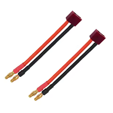 1/2Pcs Charge Lead Deans Female T Plug to 4.0mm Gold Plated Banana Connector Wire Cable 12awg 10cm f