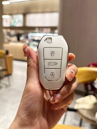 1件時尚白色tpu汽車鑰匙套, 適用於peugeot 308 408 508 2008 3008 4008 5008 3鍵鑰匙保護殼