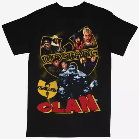Vintage Graphics Wu-Tang Clan Black Cotton T-shirt Oversized Y2K Tee Men Women Short Sleeved Streetw