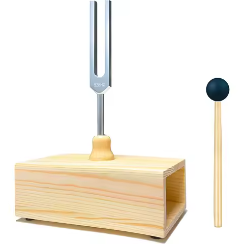 528 Hz Tuning Fork with Resonance Box, Aluminum Alloy, Wooden Speaker, Ideal for Sound Healing, SPA 