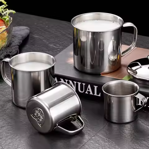 Stainless Steel Cup Portable Coffee Cup Camping Travel Mug Metal Coffee Mug Water Drinking Cup Milk 