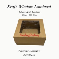 Laminated KRAFT WINDOW Box Size 20x20x10CM hampers Souvenir Cardboard Box