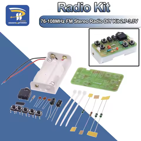 76-108MHz FM Stereo Radio DIY Kit Wireless FM Receiver Module DC 2.7V-3.3V Frequency Modulation Elec