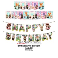 Labubu Happy Birthday Banner / Labubu Happy Birthday Flag Banner / Labubu Birthday Banner