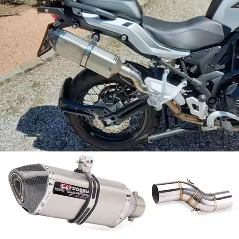 Motorcycle Exhaust Modified Escape Moto Yoshimura Muffler with Slip on Mid Link pipe For Benelli TRK
