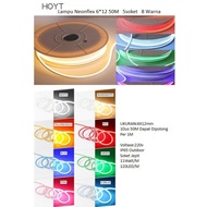 MERAH UNGU HIJAU HOYT NEON FLEX 6X12 / 6 X 12 PER ROLL (50 METERS) IP65 OUTDOOR 220V WARM WHITE, WHI