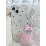 Phone Phone Case Suitable for iPhone x xs xr xsmax 11 12 13 14 15 Pro max Plus Cat Bow Transparent Soft Case All-Inclusive Large Hole Shock-resistant Mobile Phone Protective Case Shell G45P