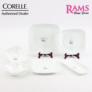 Corelle 6 Pcs Vitrelle Tempered Glass Square Dinner Set / Fish Plate / Dinner Plate / Cereal Bowl / Luncheon Plate