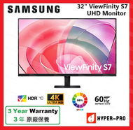 Samsung - 32" ViewFinity S7 4K UHD 智慧護眼 顯示器 (LS32D706EACXXK)