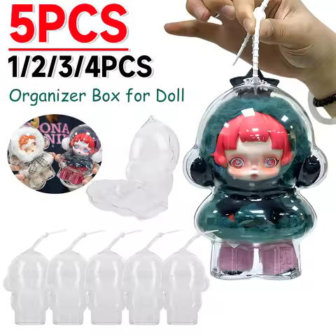 1-5PCS For Skull Panda Protective Cover Transparent Case Plush Dolls Display Bag Portable Organizer 