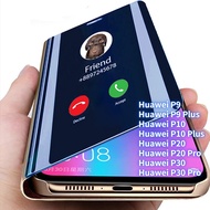 Mirror Flip Case For Huawei P30 Pro Huawei P20 Pro P10 Plus Huawei P9 Plus P30 P20 P10 P9 Smart Flap Shockproof Holder Back Cover Phone Case Support Answer Phone without Flip