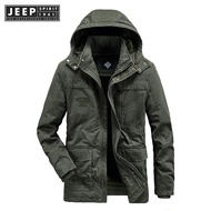JEEP SPIRIT 1941 ESTD Same with Celebrity Detachable Velvet Liner Hooded Warm Cotton Jacket Boyfrien