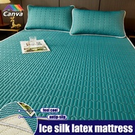 Ice Silk Latex Mattress Protector Pad Soft Tatami Bed Mat Anti-Slip Waterproof Bed Pad Floor Mat Air Conditioner Bed Mat Feel Cool Super Single Double Queen King Size