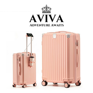 AVIVA กระเป๋าเดินทางขนาด 20/24/28 นิ้วพร้อมที่วางแก้วกระเป๋าความจุสูงพร้อมชาร์จ USB