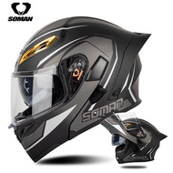 SOMAN Motorcycle Double Lens Helmet Men Women Reveal Helmet Full Helmet Four Seasons Riding Motorcyc