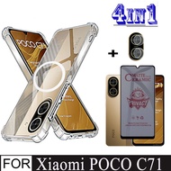 ✅4In1 POCO C71 Case Magnetic Sticker Shockproof Phone Case for POCO C 71 C7 1 C75 C61 C65 Anti-Spy P