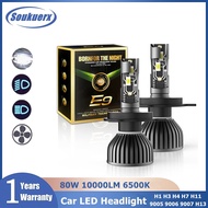 2PCS/Set E9 H4 Hi-Lo Beam Car Lights H1 H3 H7 H11 Led Headlight Bulbs 80W 10000LM 6500K CSP LED 9005