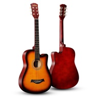 38   Saiz Penuh Dewasa 6 Tali Cutaway Gitar Akustik Rakyat untuk Pelajar-Pelajar Pemula (Kayu)