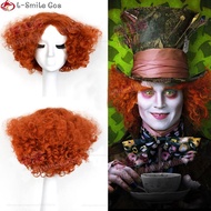 Mad Hatter Cosplay Wigs Short Orange Red Curly Wig Alice In Wonderland 2 Halloween Carnival Party Co