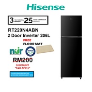 (SEDA) Hisense 206L Inverter RT220N4ABN 2 Doors Refrigerator Inverter Fridge (FREE FLOOR MAT) Peti S