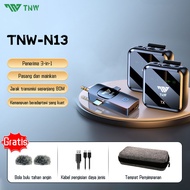 TNW N12/N13 Wireless Microphone Clip On 2 Mikrofon Clip On Lavalier Clip On Mic Wireless Mikrofon Hp Kamera Vlog Youtuber Live streaming