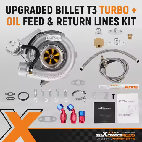T3 T04e Billet Turbo .63 A/R V Band Universal 1.5L - 2.5L+ Oil Line Kit 420BHP