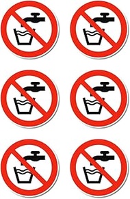No Drinking Water, Prohibition Sign: P005 - DIN EN ISO 7010 / ASR A1.3 - Sticker: Diameter 5 cm, Pac