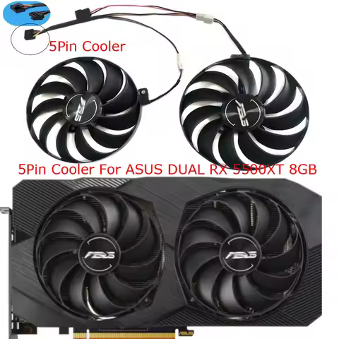 2Pcs/Set,PLD10010S12HH,Graphics Card Fans,4Pin Fan,For ASUS ROG STRIX RX 5500XT 8GB,5Pin Cooler,For 