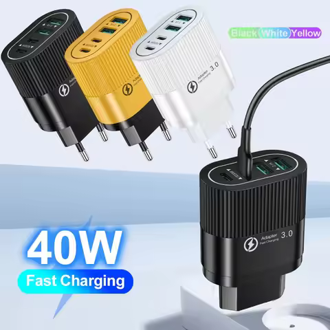 40W USB Charger 4 Ports QC3.0 Mobile Phone Charger Adapter For EU/US/UK Plug iPhone Samsung Xiaomi W