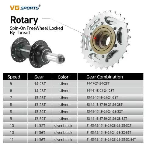VG Sports Bike Freewheel Sprockets 5/6/7/8/9/10/11 Speed Thread Type 5s 6s 7s 8s 9s 10s 11s 28T 32T 