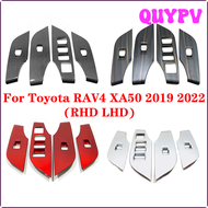 QUYPV สำหรับ Toyota RAV4 2019 2020 ABS พลาสติก LHD รถกระจกหน้าต่างประตูแผงสวิตช์ควบคุมที่คลุมเครื่องประดับตกแต่งรถ4ชิ้น APITV