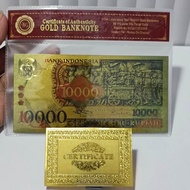 Uang Kuno Gold Foil 10000 Barong Indonesia