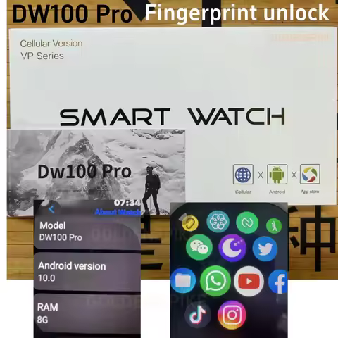 New DW100 Pro Add fingerprint unlock Smart Watch 2.29inch Amoled Smartwatch With Rotary Camera GPS W