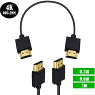 Ultra-Slim HDMI 2.0 Cable, OD 3.2mm, 4K@60Hz, 0.3/0.6/1.0 Meter, for Camera, Monitor, Switch, PS4, M